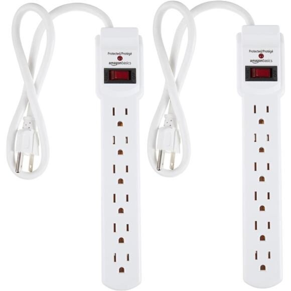 Amazon Basics Surge Protector Power Strip, 6-Outlet with 200J Protection, 2ft - Picture 1 of 14